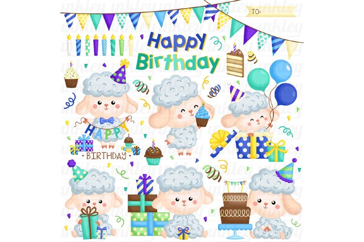 Birthday Sheep Clipart - Cute Animal Clip Art