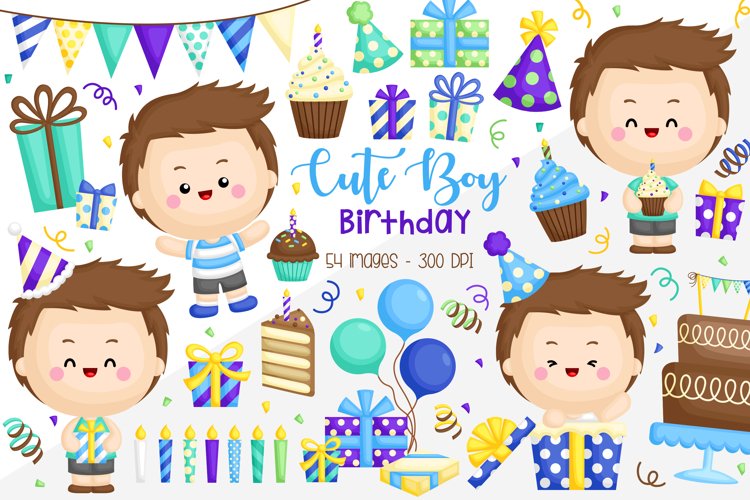 Cute Boy Birthday Clipart - Birthday Celebration Clip Art