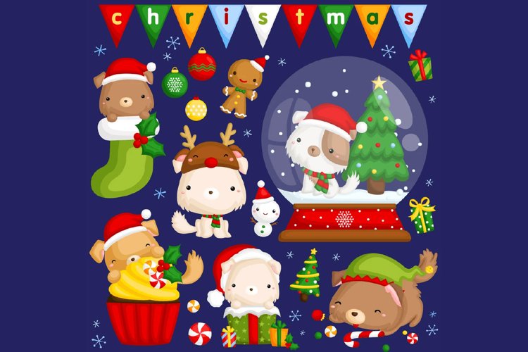Christmas Dogs Clipart - Cute Animal Clip Art