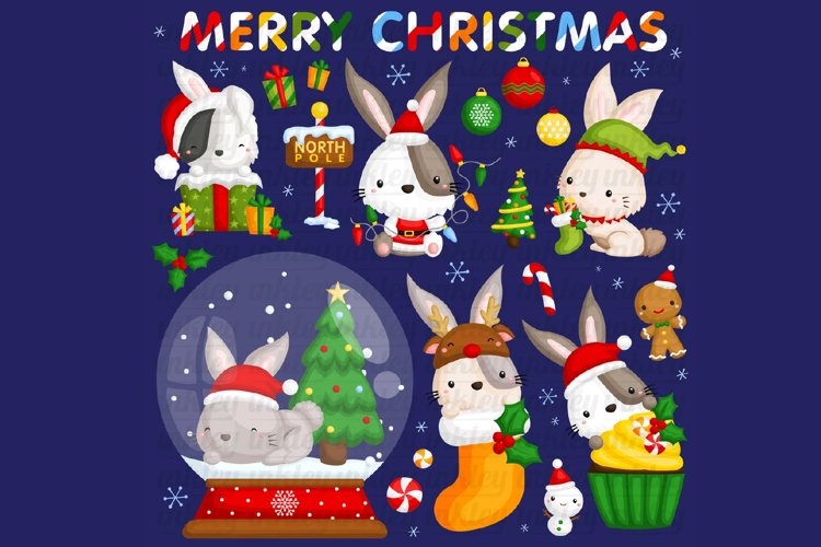 Christmas Rabbit Clipart - Cute Animal Clip Art