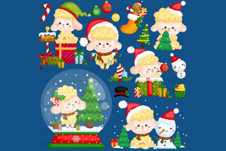 Christmas Sheep Clipart - Cute Animal Clip Art