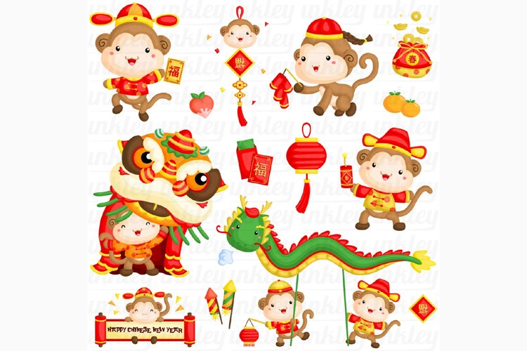 Year of the Monkey Clipart - Chinese New Year Clipart
