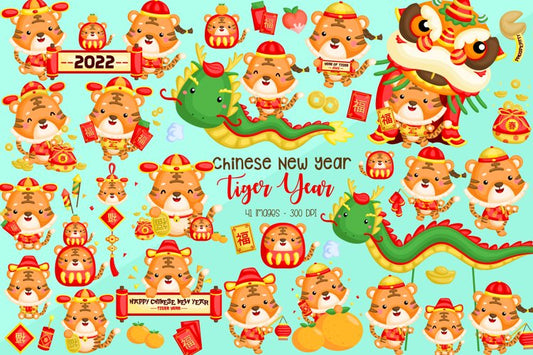 Year of the Tiger Clipart - Lunar New Year Tiger Year Clipar