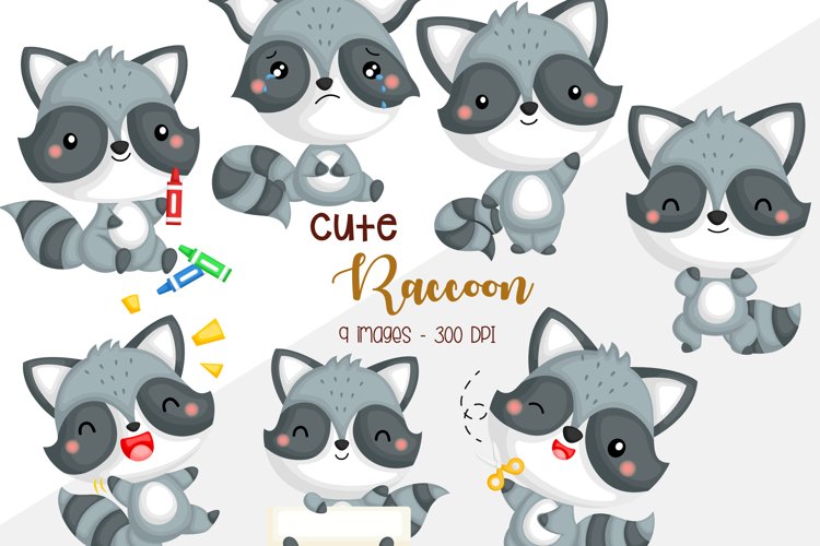 Cute Raccoon Clipart - Woodland Animal Clip Art