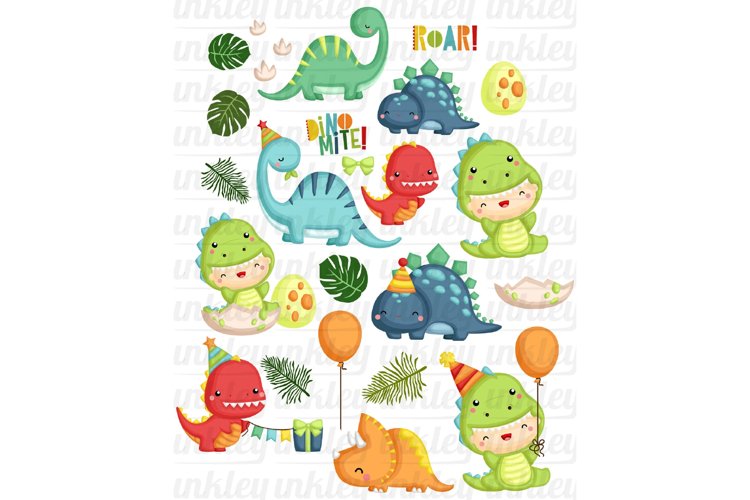 Jurassic Animal Birthday Clipart - Cute Dinosaur Clipart