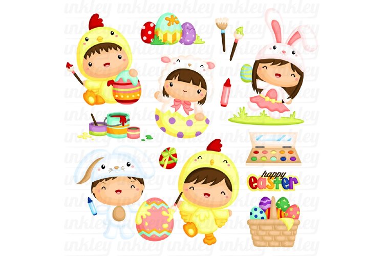 Kids in Easter Bunny Costume - Easter Holiday Celebration