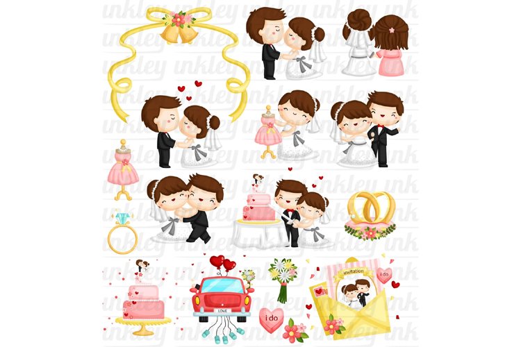 Wedding Ceremony Clipart - Groom and Bride Clip Art
