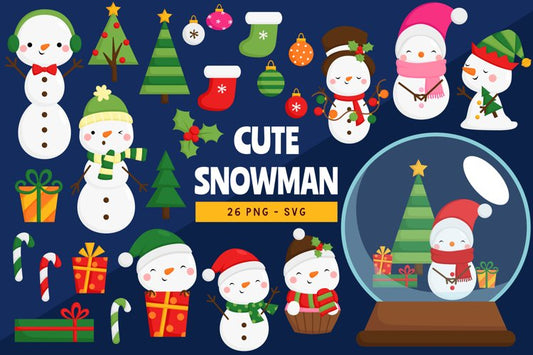 Doodle Winter Snowman Clipart - Seasonal Clip Art