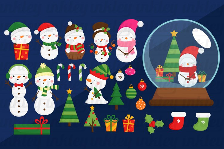Doodle Winter Snowman Clipart - Seasonal Clip Art