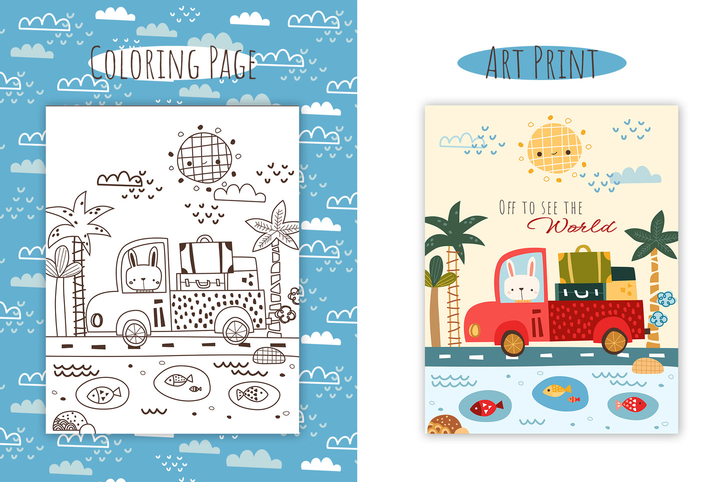 Tropical Travel Bunny Design Bundle