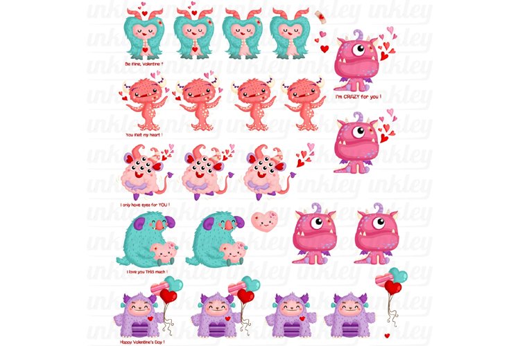 Valentine Monster Clipart - Cute Monster Clip Art