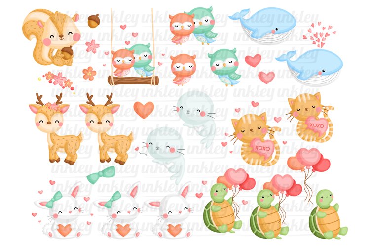 Animal Valentine Card Clipart - Cute Valentine Clipart