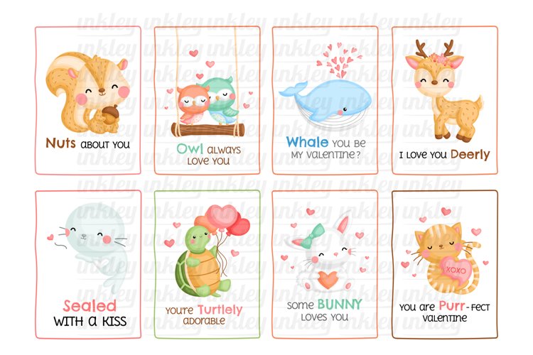 Animal Valentine Card Clipart - Cute Valentine Clipart