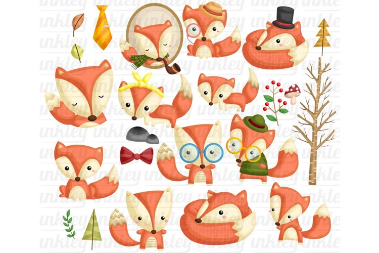 Cute Fox Clipart - Hipster Fox Clip Art