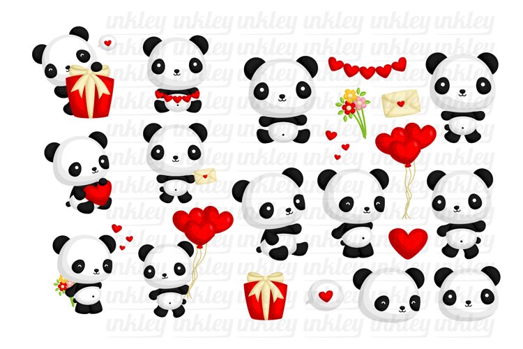 Cute Panda Clipart - Valentine and Love Clip Art
