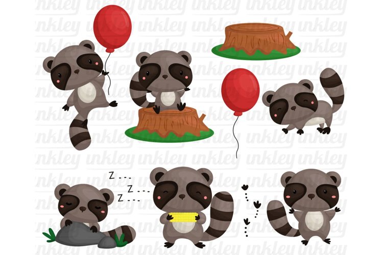 Cute Raccoon Clipart - Woodland Animal Clip Art