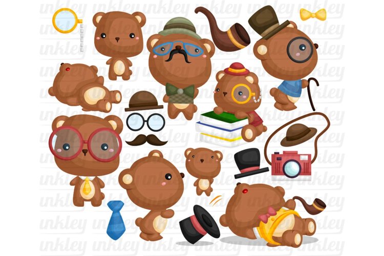 Hipster Bear Clipart - Cute Bear Clip Art