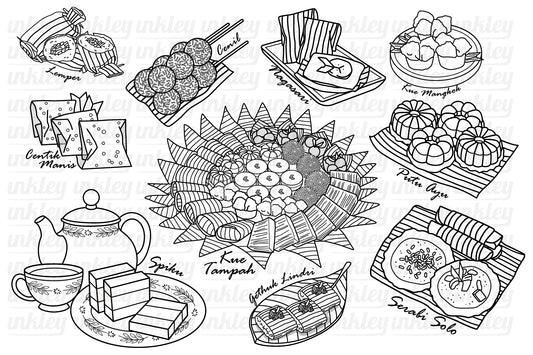 Indonesian Traditional Snack Clipart Coloring