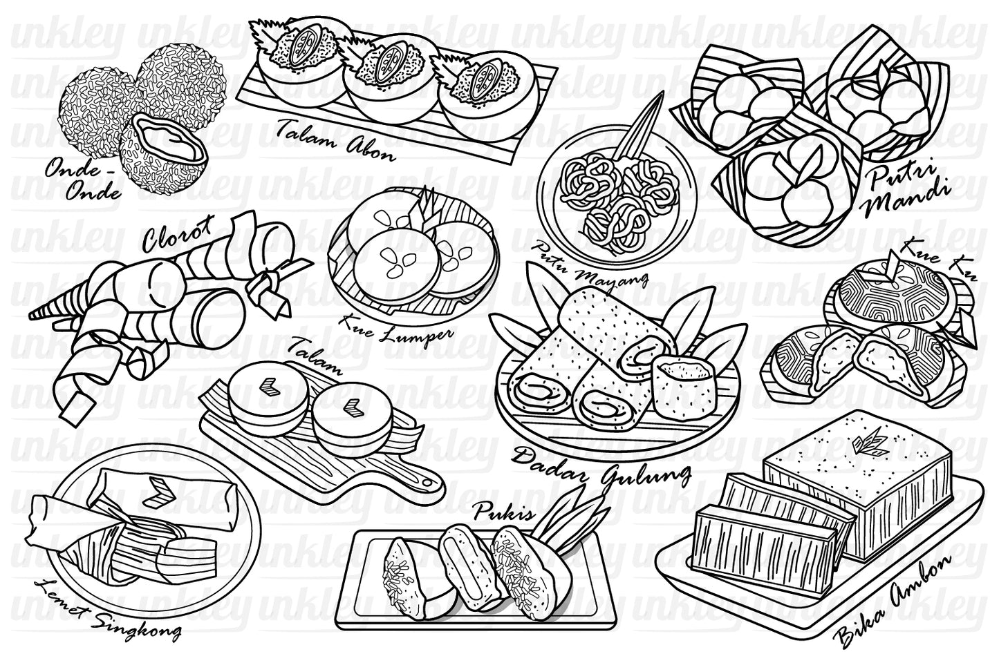 Indonesian Traditional Snack Clipart - Jajanan Pasar