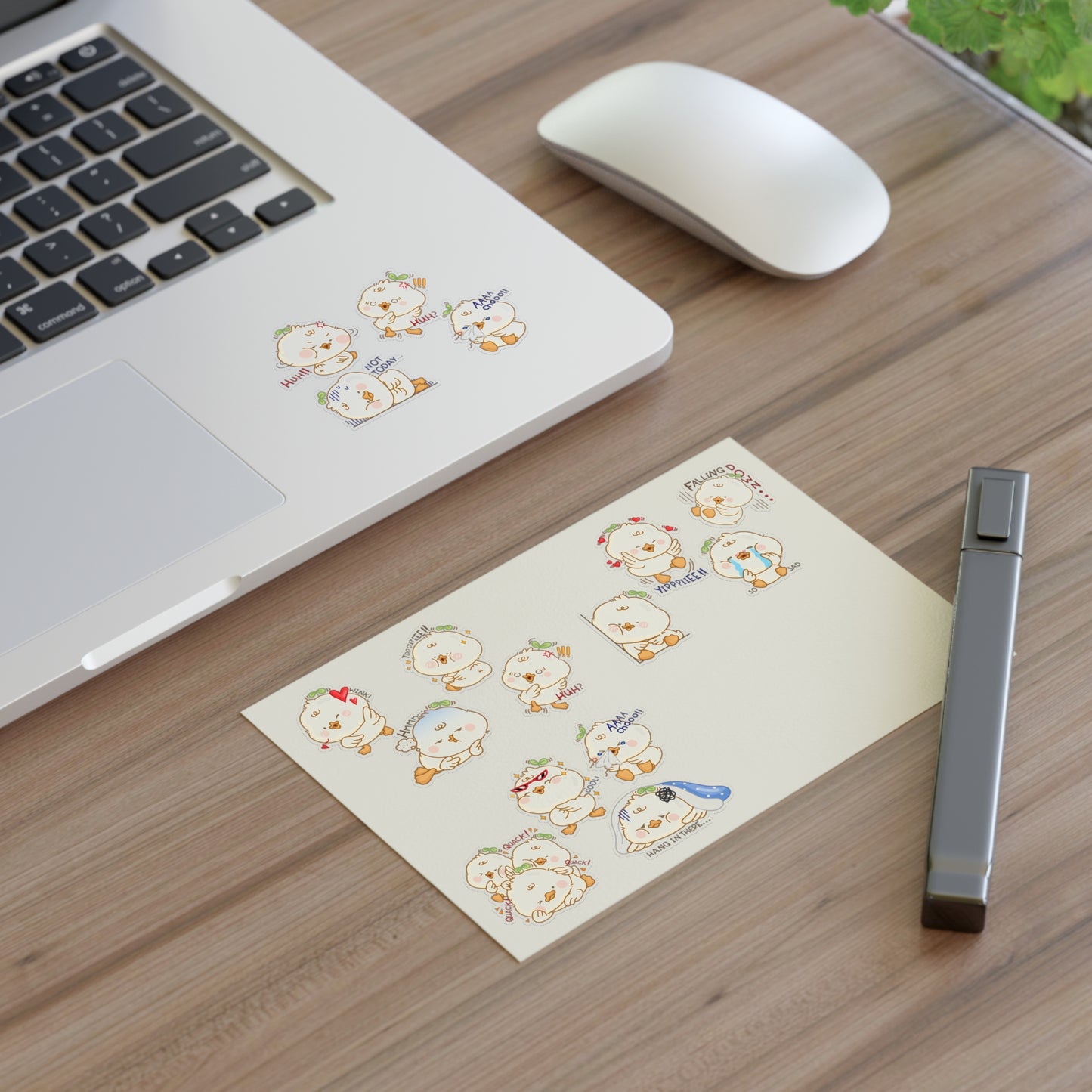 Cute Duck Emoji Sticker Sheet — Expressive Kawaii Planner & Laptop Decals