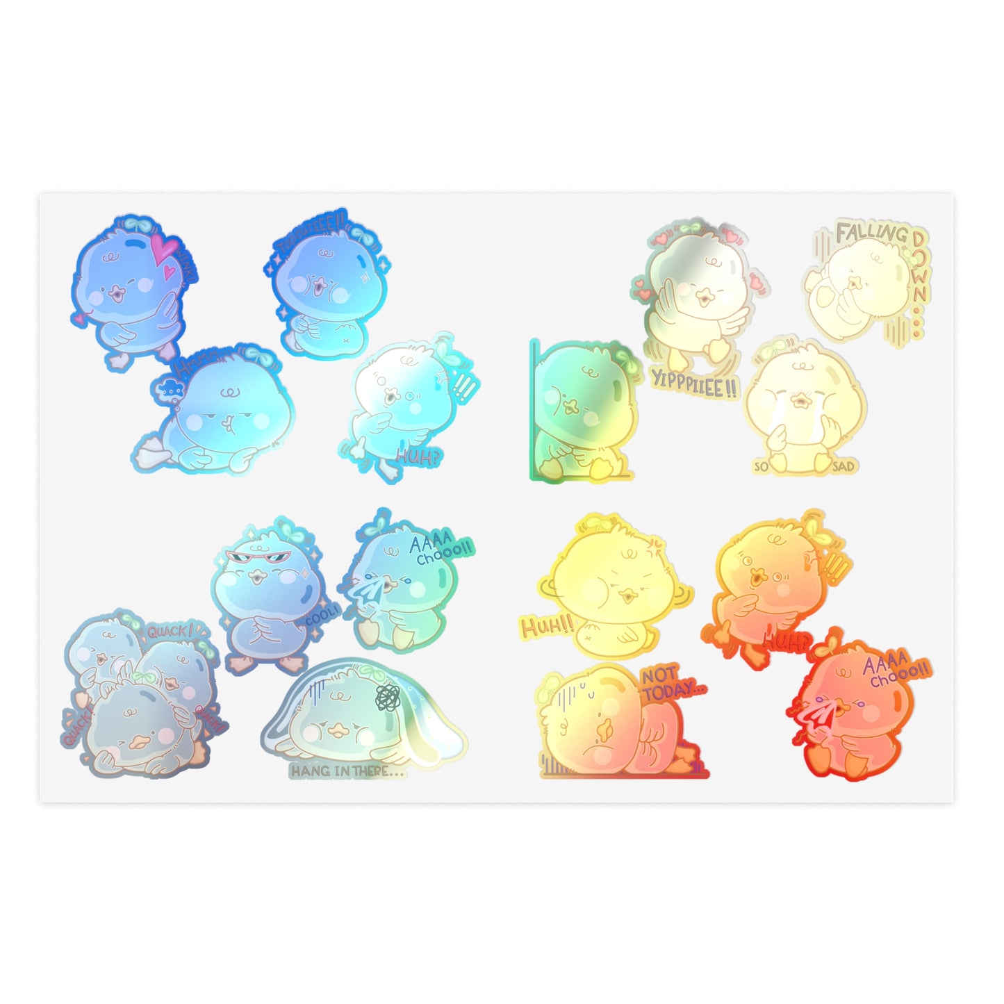 Cute Duck Emoji Sticker Sheet — Expressive Kawaii Planner & Laptop Decals