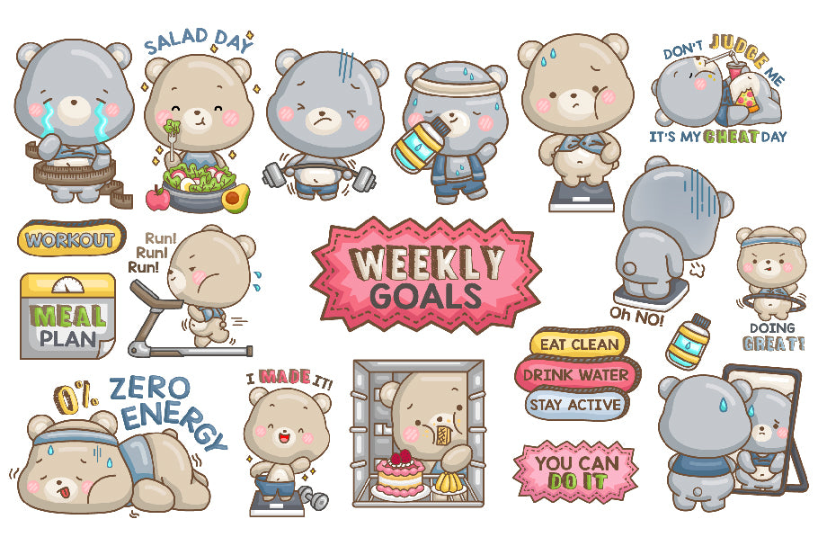 Working Out Clipart - Cute Bear Clip Art