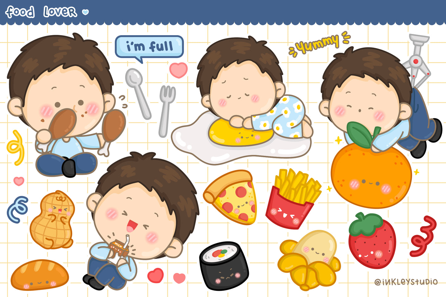 Food Lover Boy Clipart - Kids and Food Clip Art