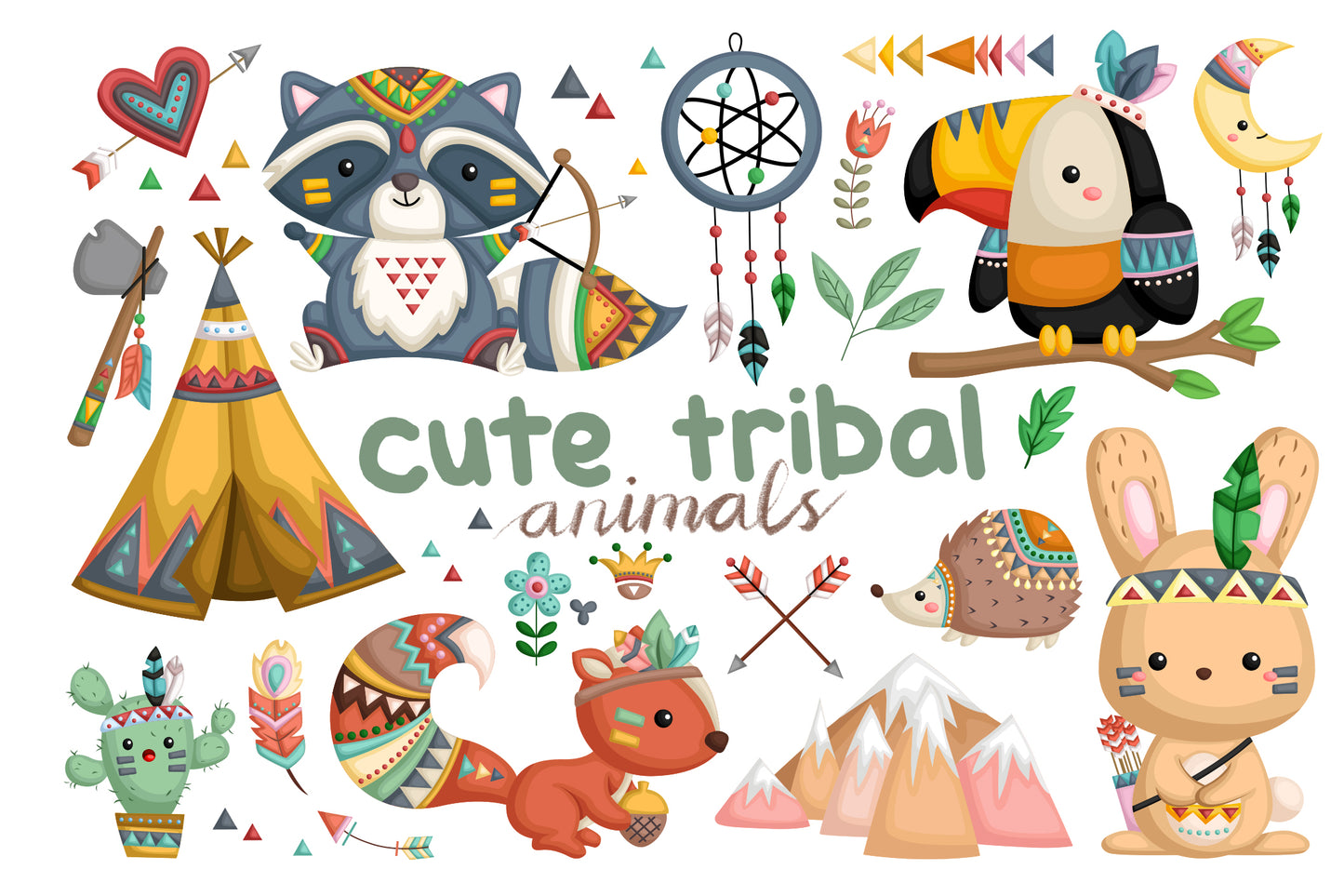 Tribal Animal Clipart - Cute Animal Clipart - Wild Animal