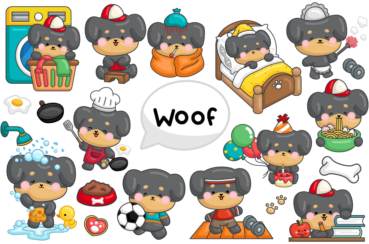 Dog and Daily Activities Clipart - Dachshund Clip Art