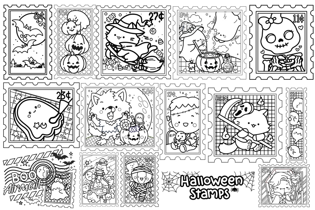 Cute Halloween Clipart - Stamp Coloring