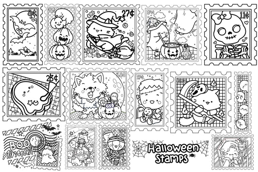 Cute Halloween Clipart - Stamp Coloring