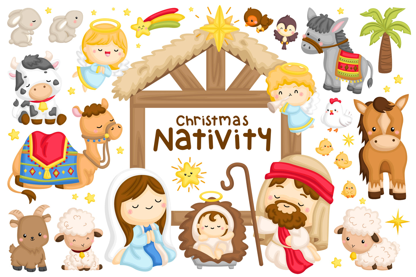 Christmas Nativity Clipart - Cute Animal Clip Art