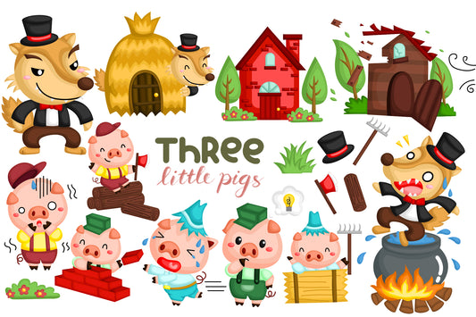 Three Little Pigs Clipart - Storytime Clip Art