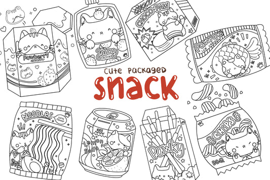 Cute Snacks Clipart - Cute Cat Snack Clip Art Coloring