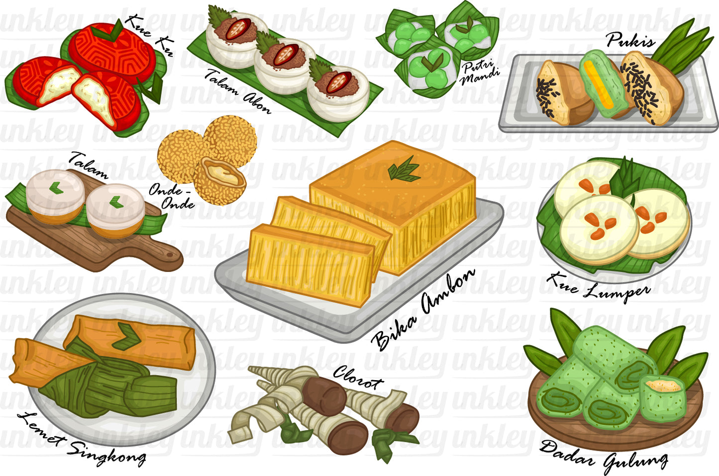 Indonesian Traditional Snack Clipart - Jajanan Pasar