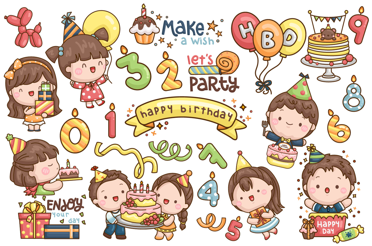 Birthday Party Clipart - Kids Celebration Party