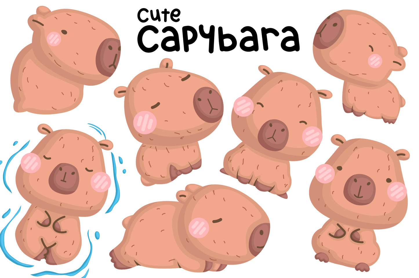 Cute Capybara Clipart - Woodland Animal Clip Art