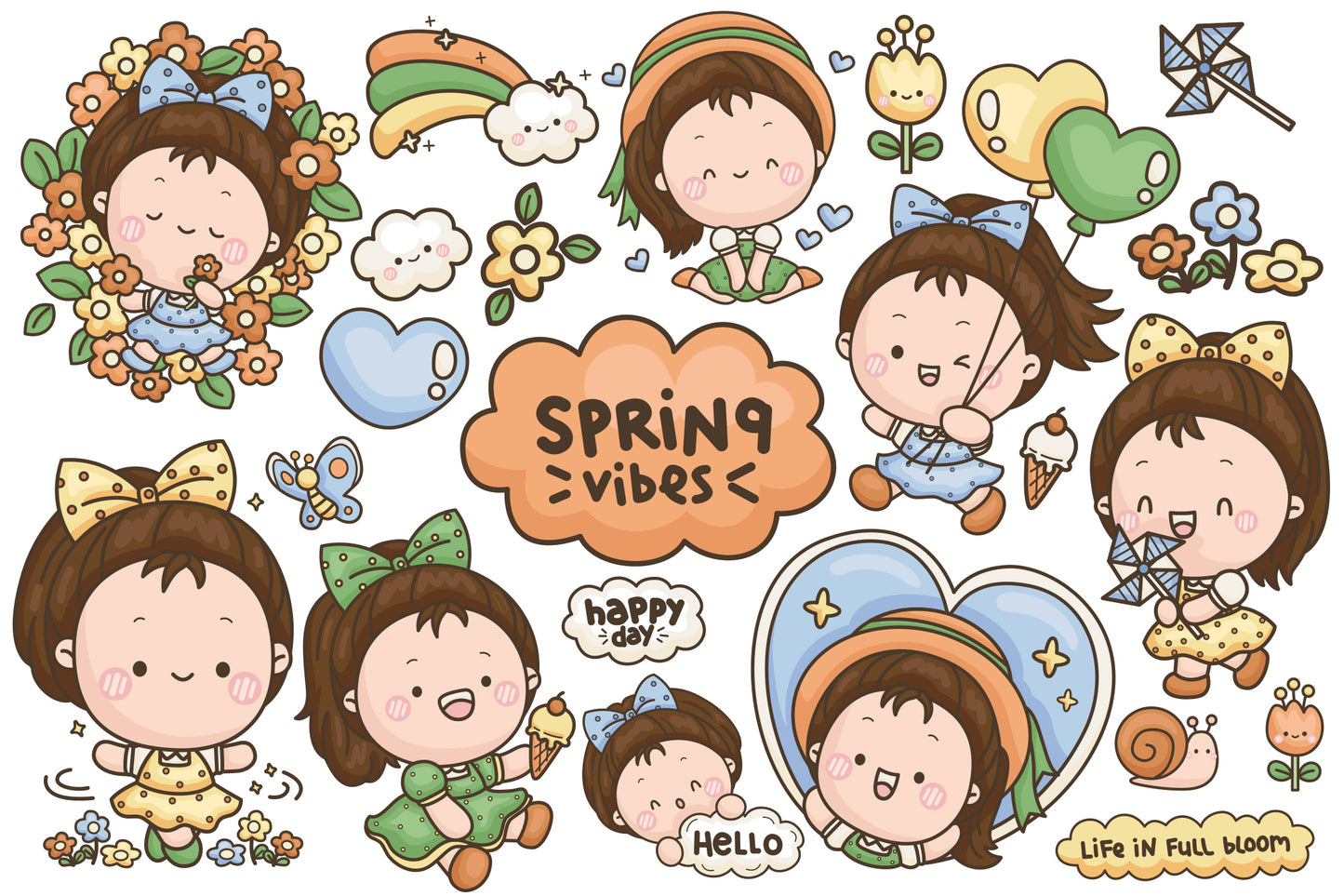 Spring Vibe Clipart - Cute Girl Clip Art
