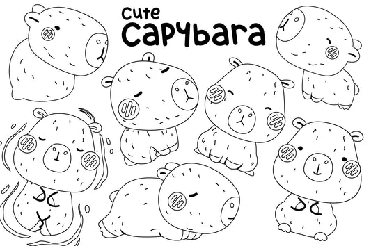 Cute Capybara Clipart - Woodland Animal Clip Art Coloring