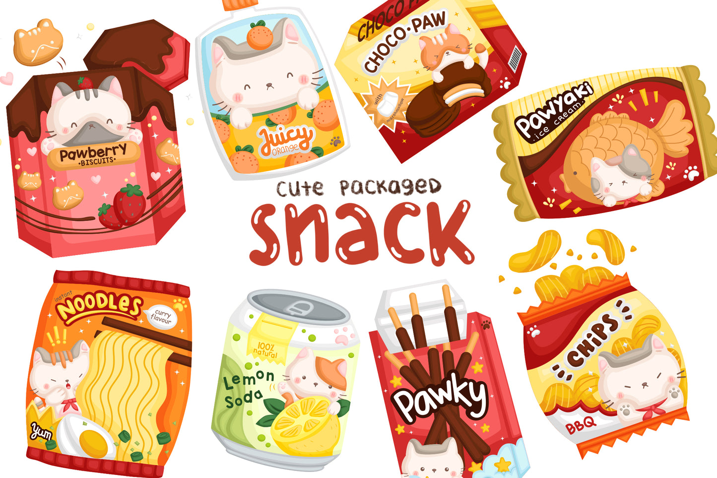 Cute Snacks Clipart - Cute Cat Snack Clip Art
