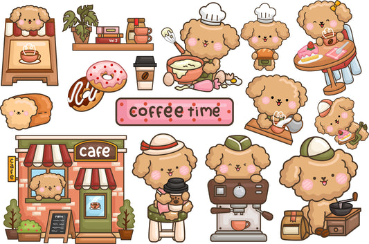 Dog and Cafe Clipart - Poodles Brown Clip Art