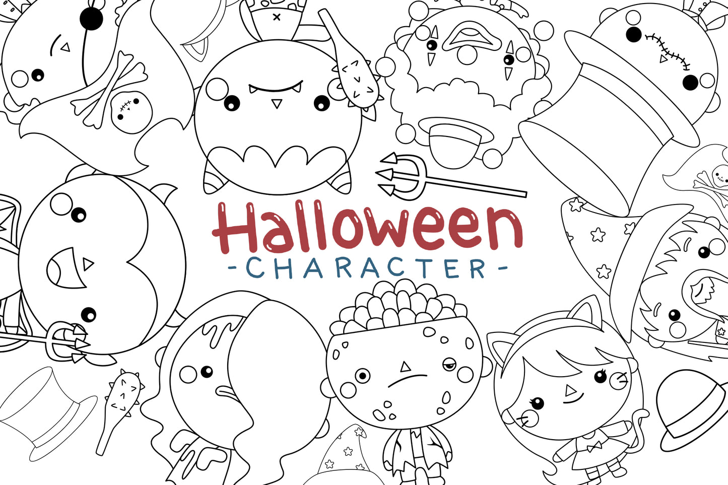 Halloween Costume Clipart - Cute Monster Clip Art Coloring