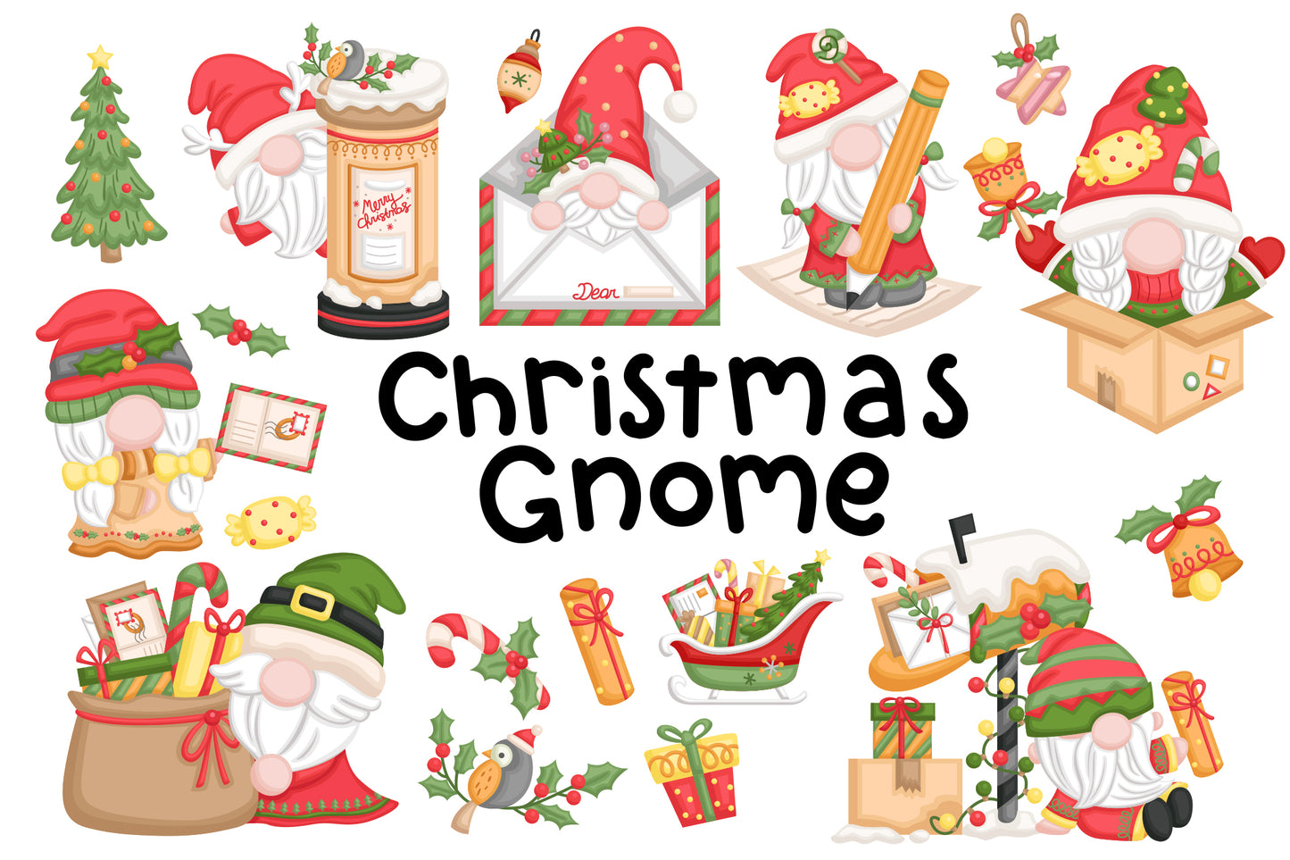 Christmas Gnome Clipart - Cute Christmas Clip Art