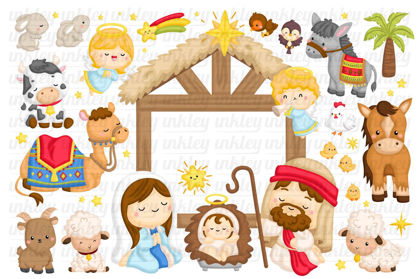 Christmas Nativity Clipart - Cute Animal Clip Art
