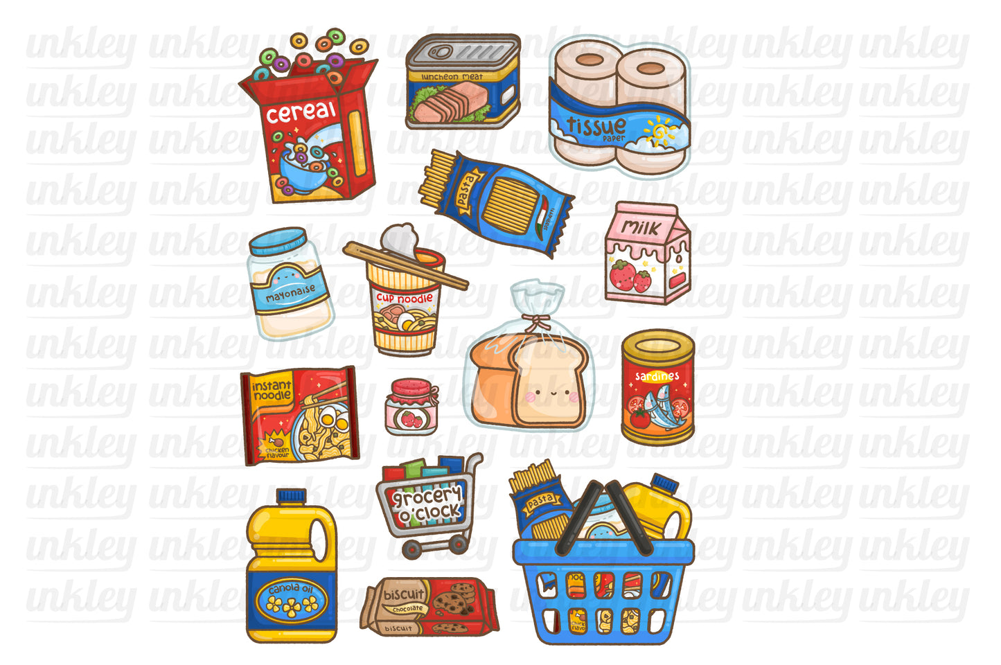 Handdrawn Grocery Clipart - Doodle Shopping Clip Art