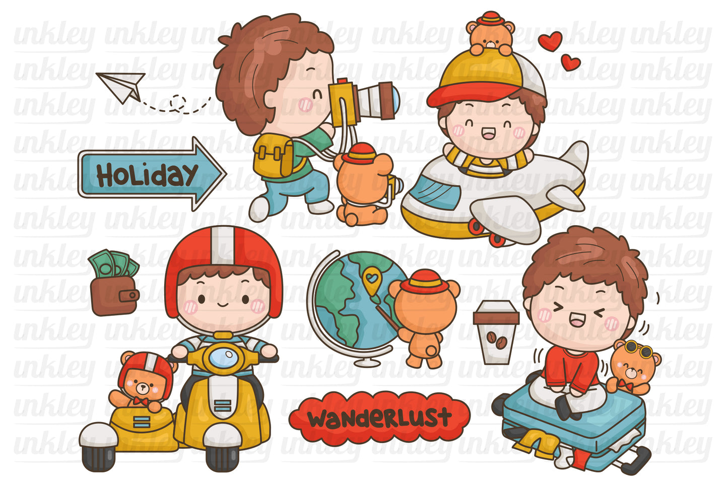 Boy and Travel Clipart - Travelling Equipment Clip Art