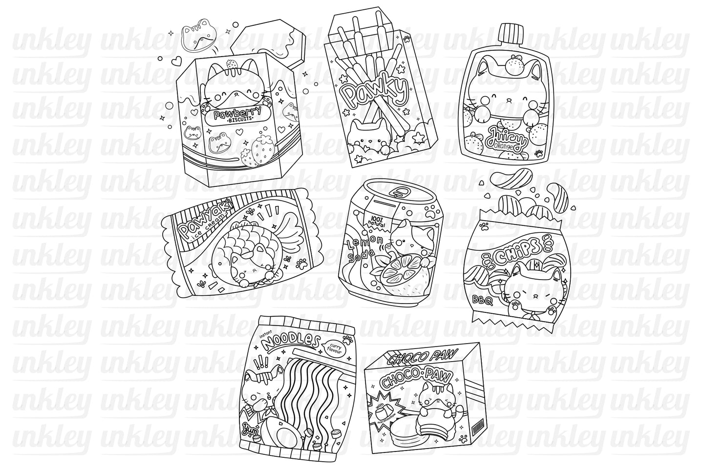 Cute Snacks Clipart - Cute Cat Snack Clip Art Coloring