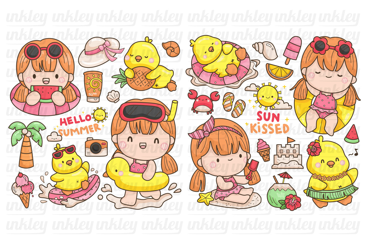 Cute Duck and Girl Clipart - Cute Summer Clip Art