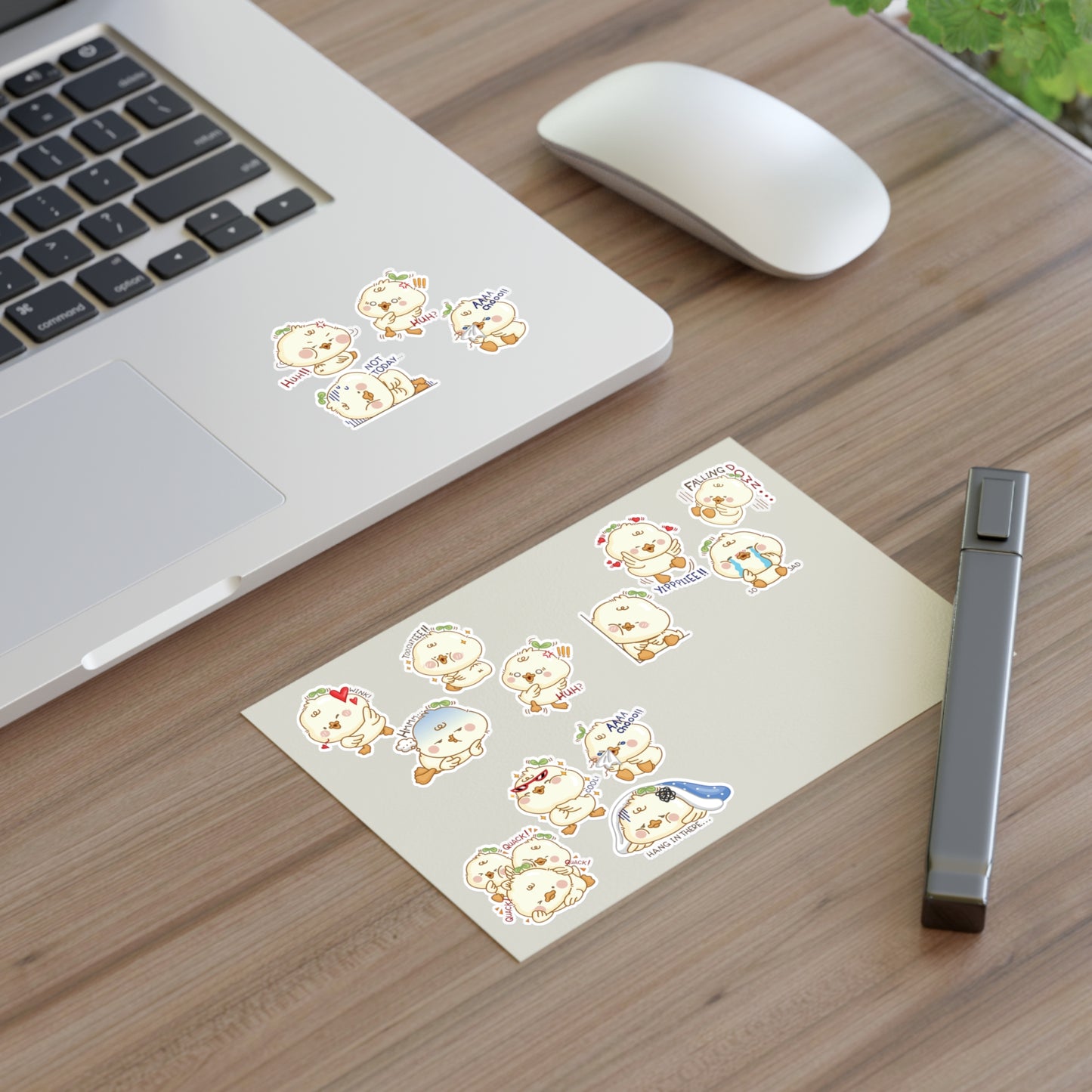 Cute Duck Emoji Sticker Sheet — Expressive Kawaii Planner & Laptop Decals