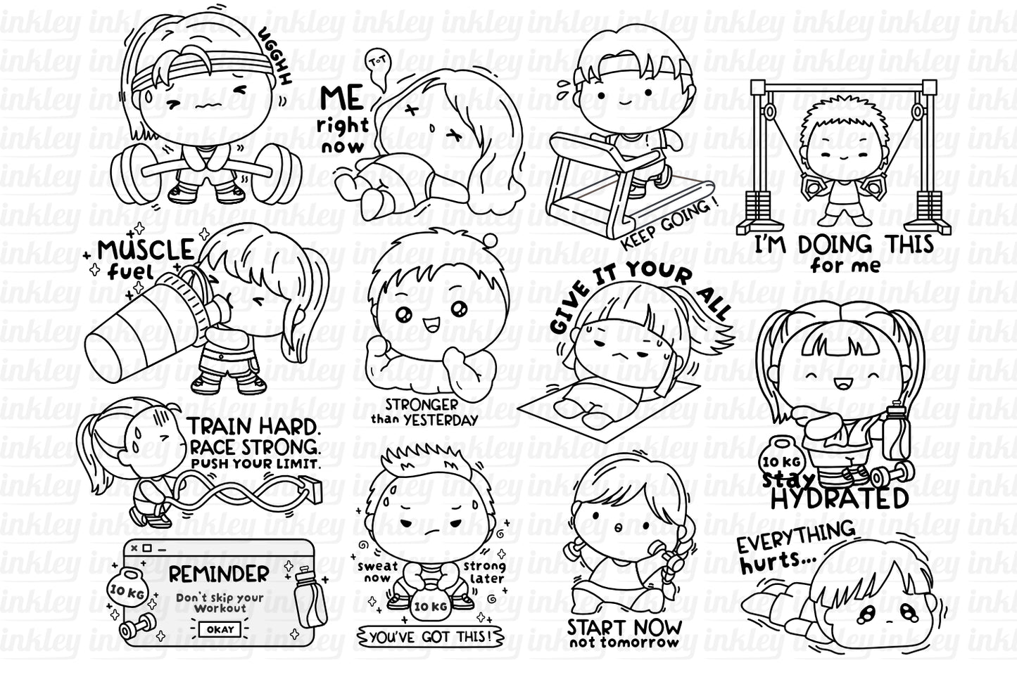 Fitness Health Clipart - Training Gym Clip Art Coloring